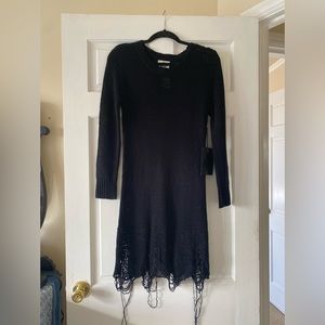 UNIF Black Distressed Sweater Dress